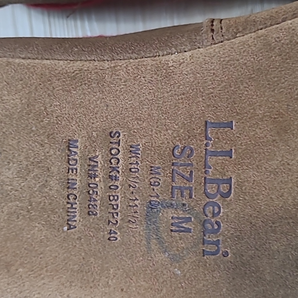 LL Bean Red Wool Blend Slipper Socks M (M9-10)Leather Sole *VGUC - Picture 7 of 7